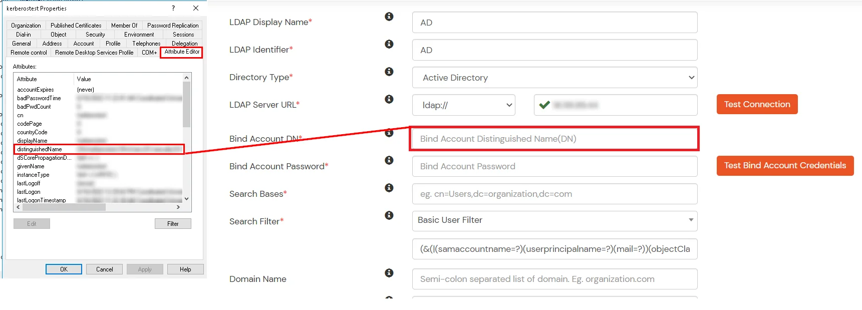 SAP WebGUI: Configure user bind account domain name