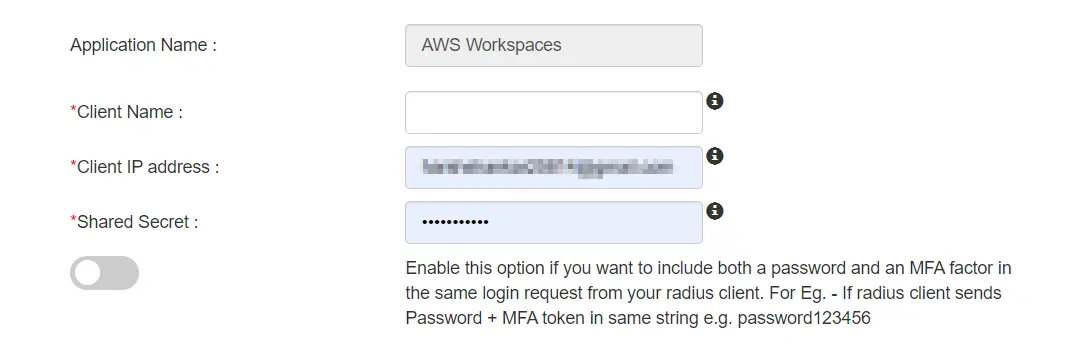 Amazon (AWS) Workspaces Multi Factor Authentication (MFA): miniOrange radius IPs
