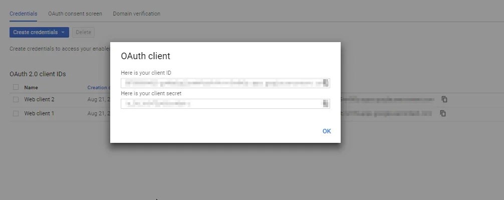 Java ScriptSSO: Google client id client secret