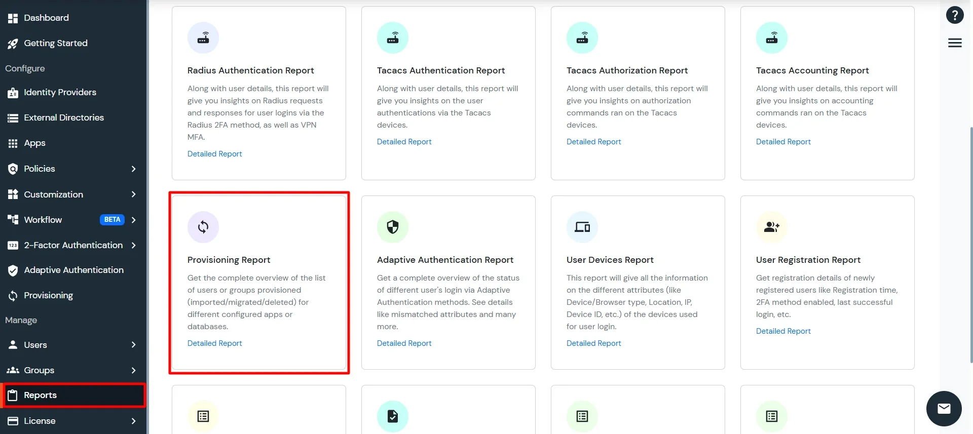 Provisioning Report