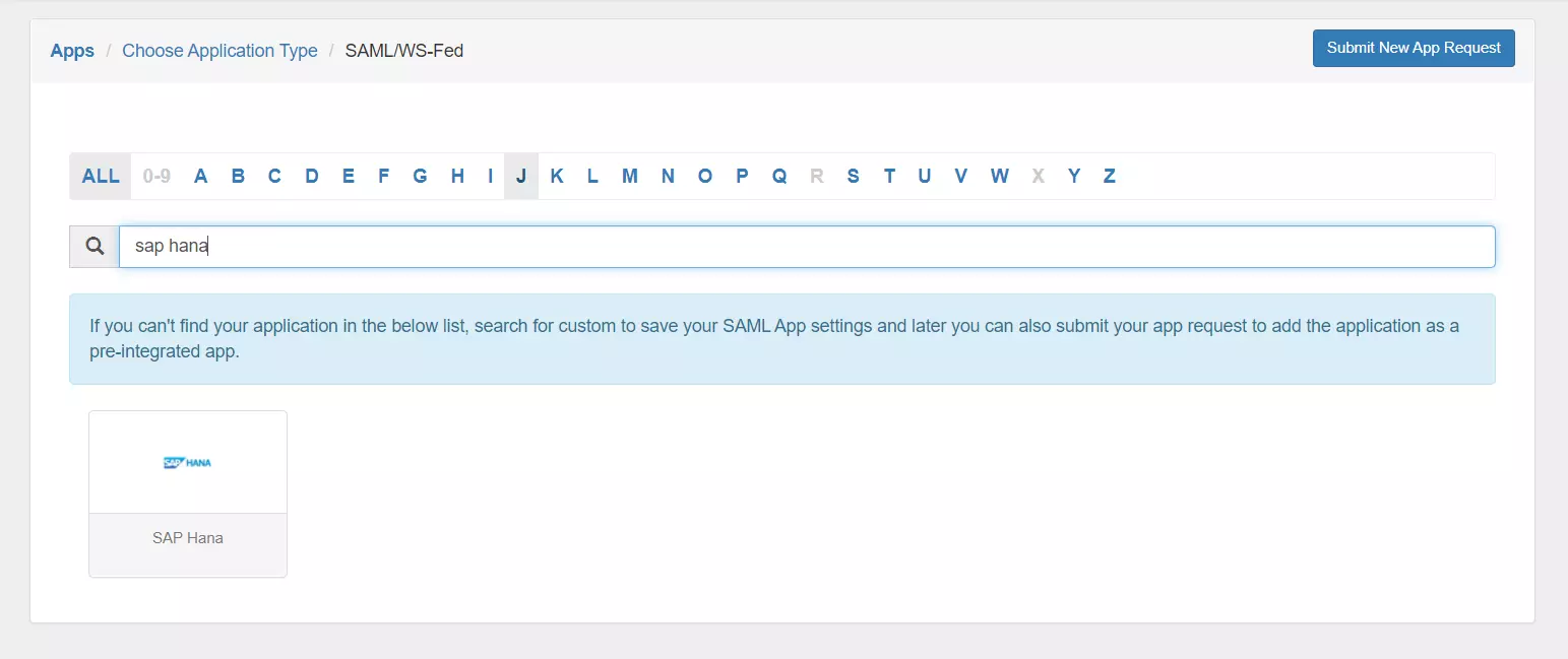 SAP HANA Single Sign-On (SSO) manage apps