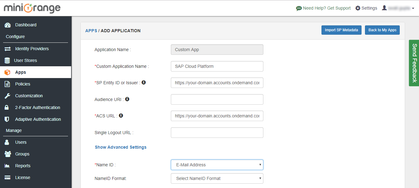 sap cloud platform add application