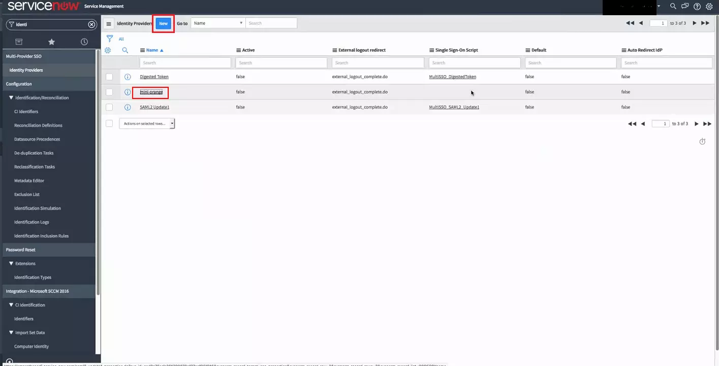 ServiceNow Single Sign-on: Configure provider step
