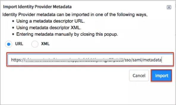 ServiceNow SSO: submit metadata url