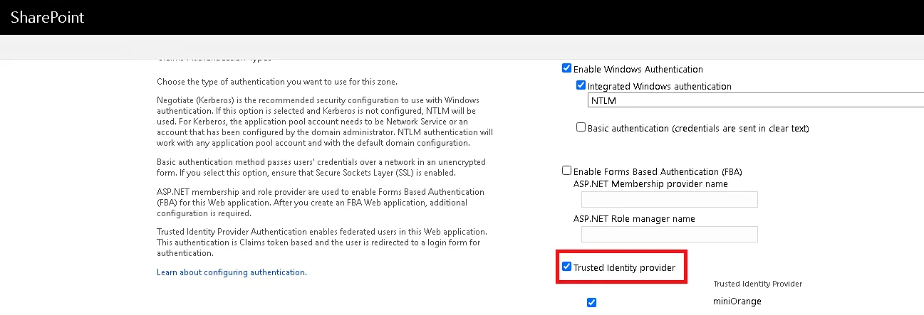 SharePoint On-premise Single Sign-On (SSO): Trusted Identity Providers