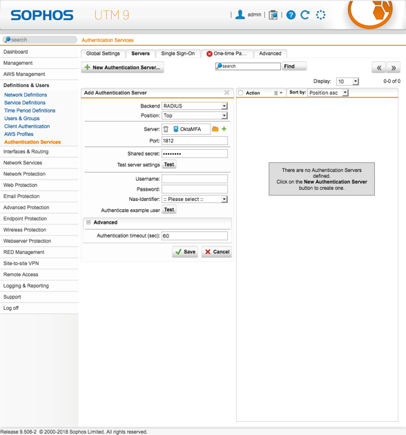 Two-Factor Authentication (2FA/MFA) for Sophos UTM Firewall : Web Admin Console