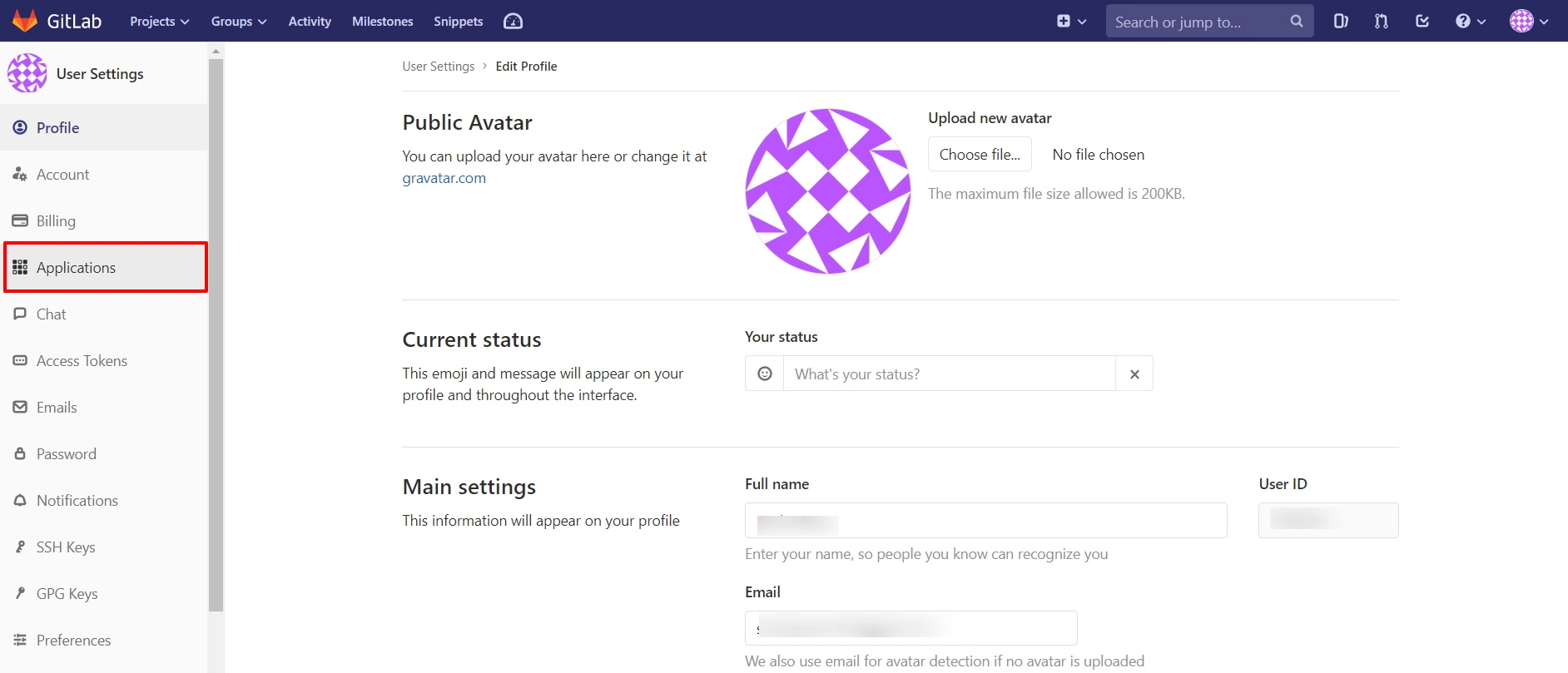 Create app in GitLab