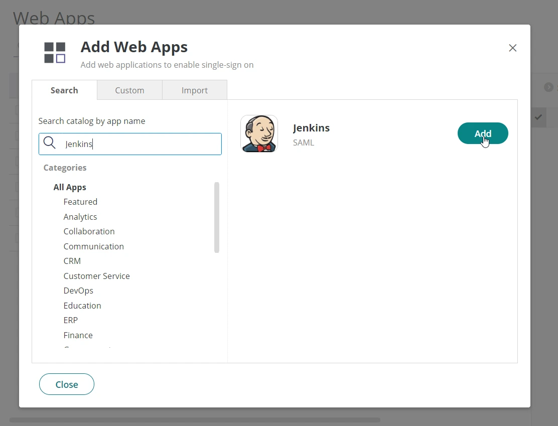 CyberArk as Identity Provider Add New Web App - Jenkins
