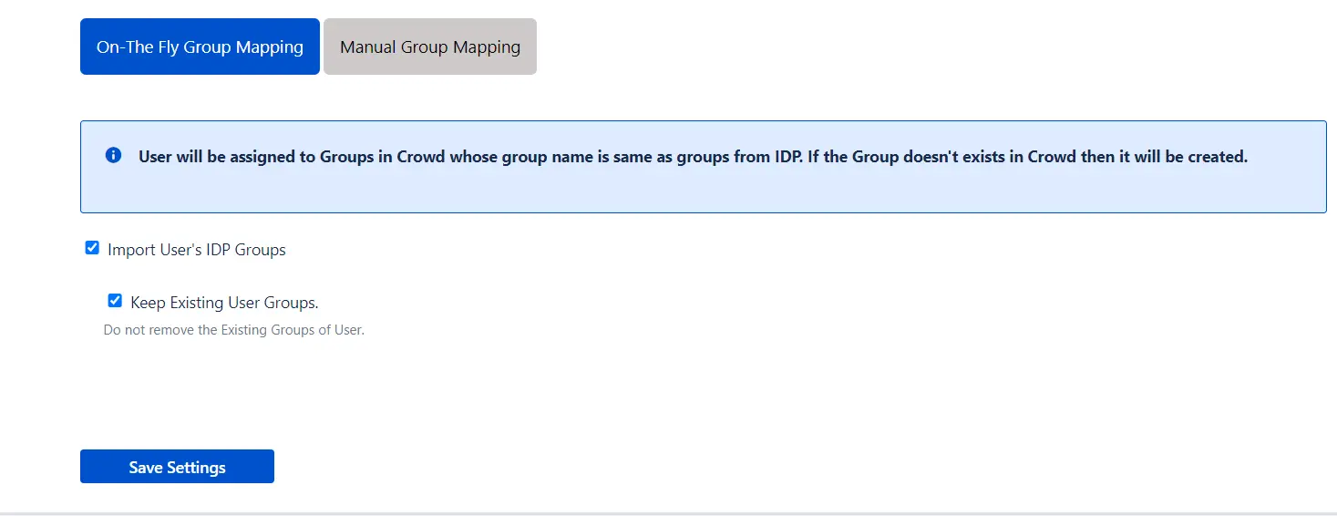 User and gruop provisioning in Crowd On The Fly Group Mapping