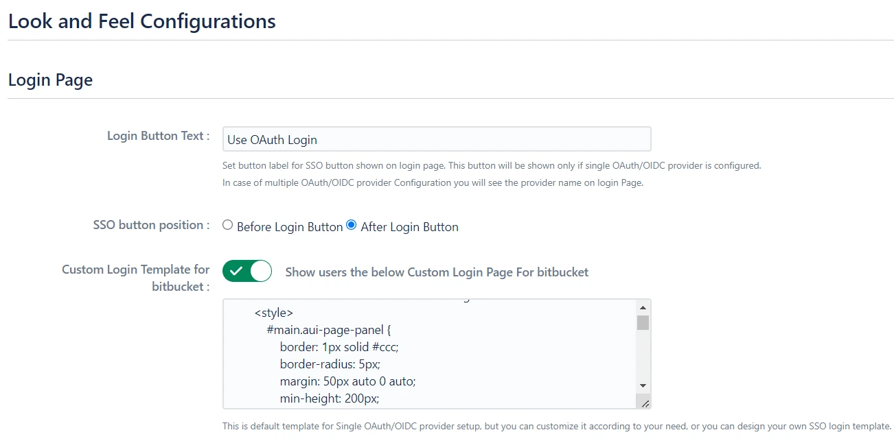 Atlassian Data Center Single Sign-On (SSO) for OAuth Select Provider Look and Feel