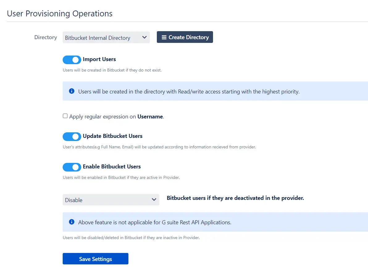 Select provisioning operations for Okta