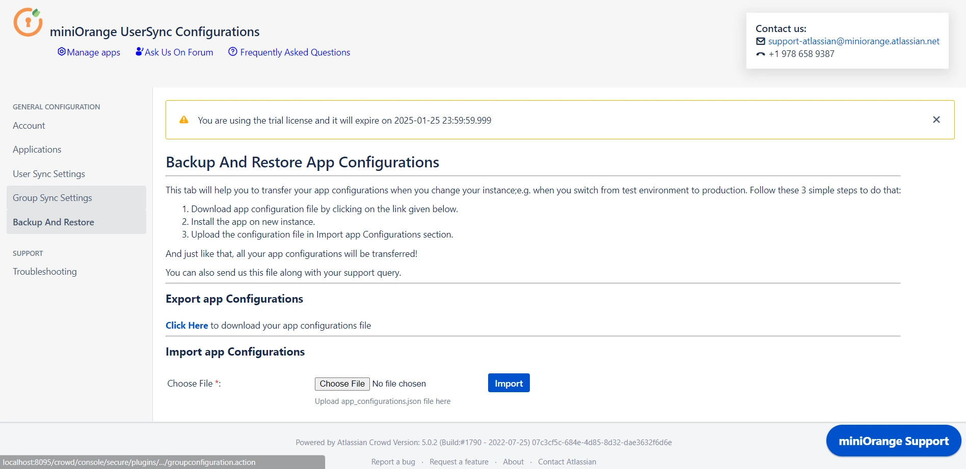 User and gruop provisioning in Crowd Backup and Restore
