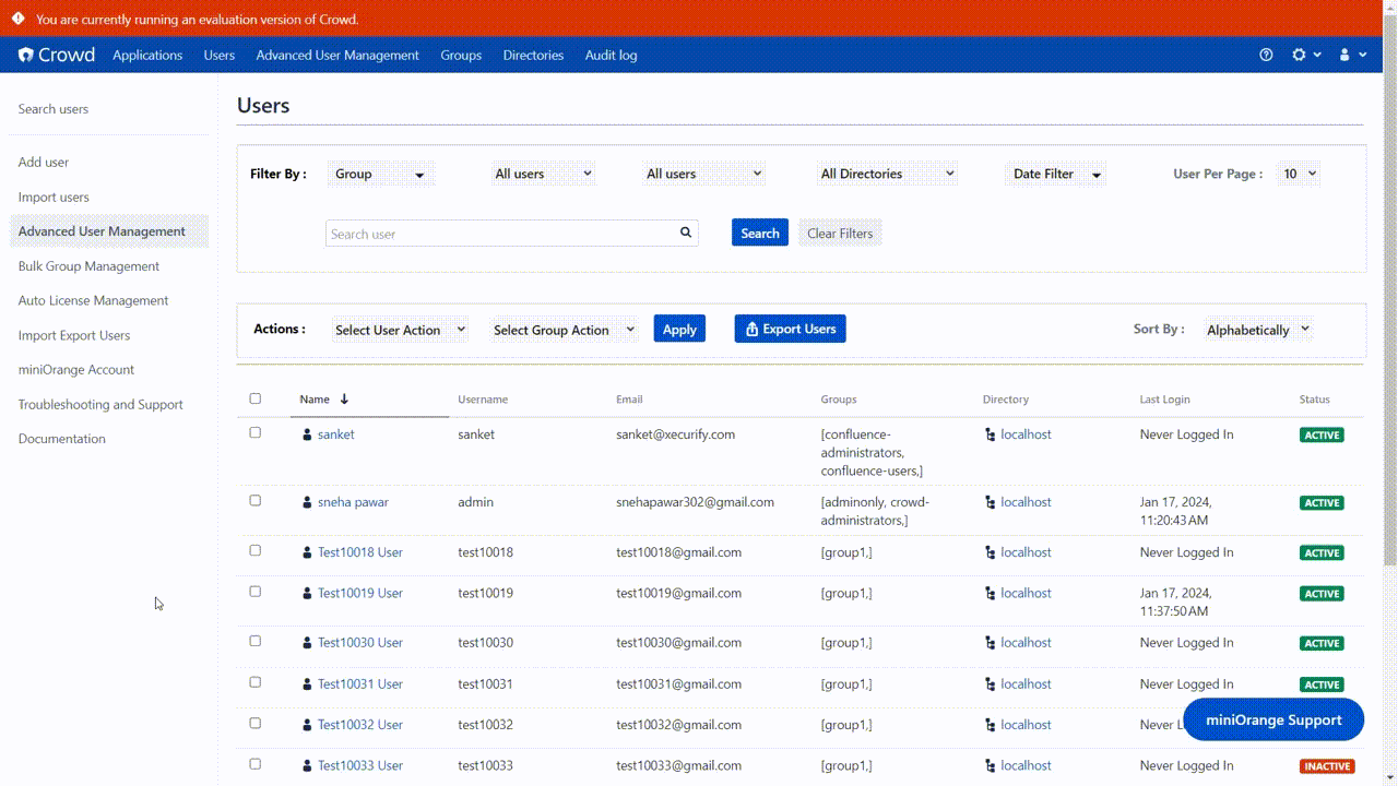 Crowd Bulk User Management Add groups