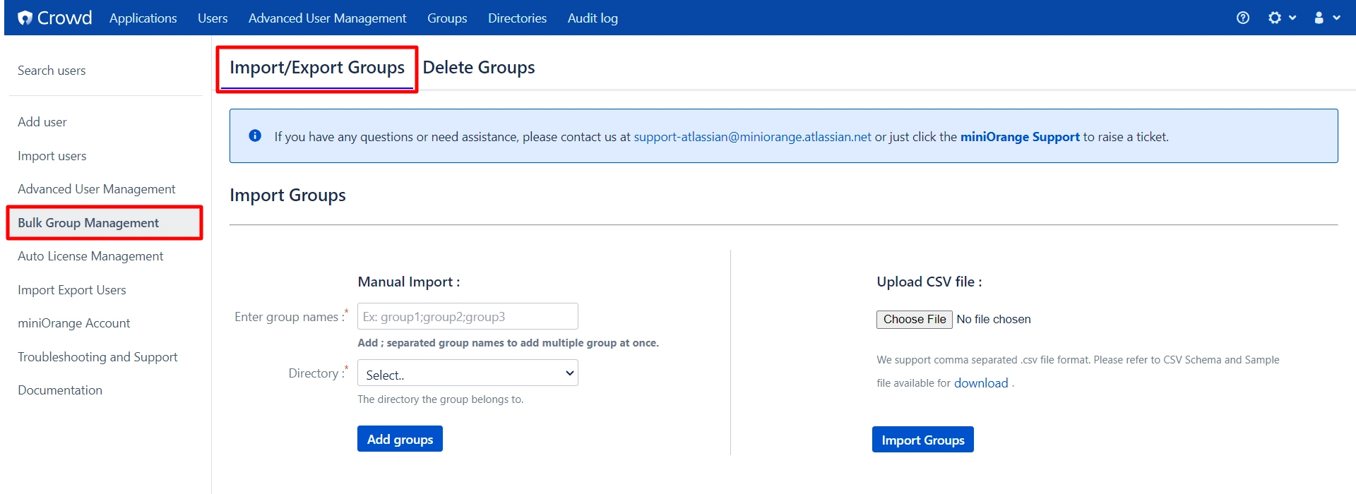 Crowd Bulk User Management Import/export Groups 