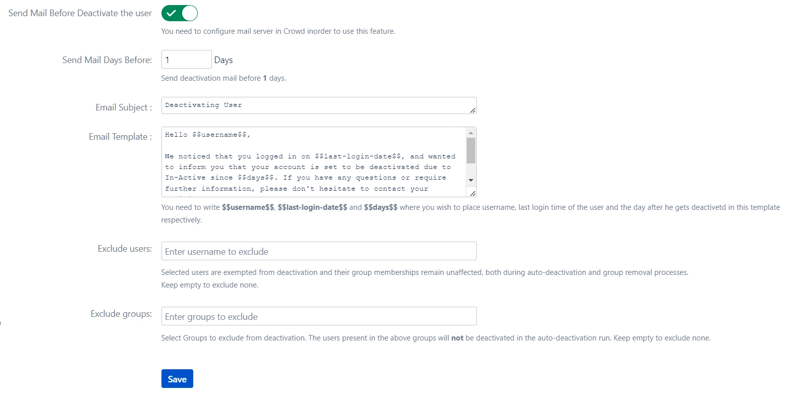 Crowd Bulk User Management Exclude specific members from deactivation 