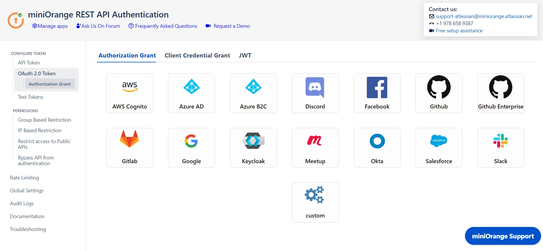 Rest API, OAuth providers list