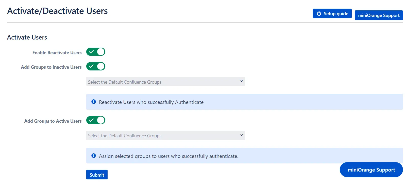 Setup Bulk User Management fo Confluence, Bulk action management to inactivate deactivate users