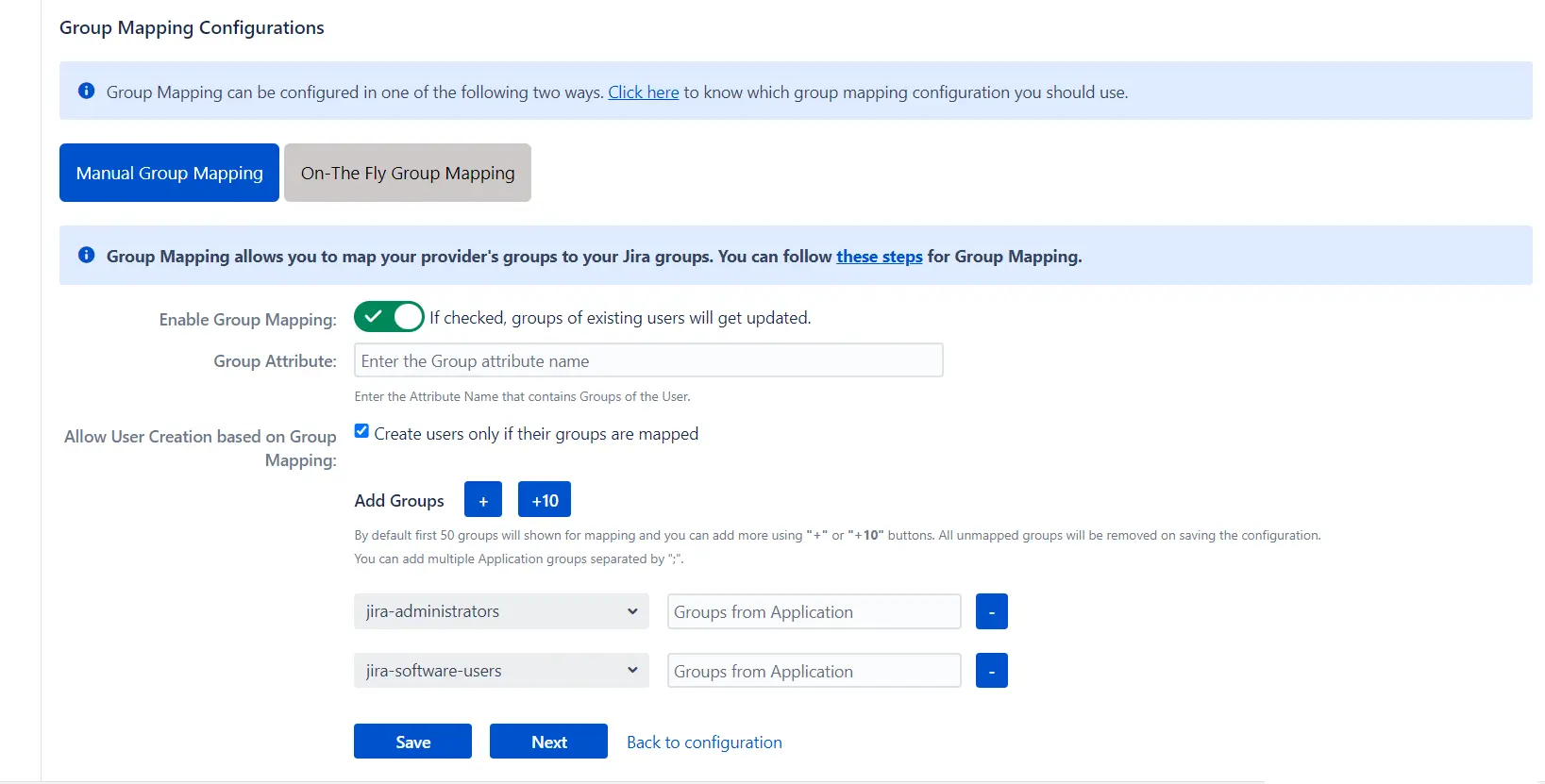 OAuth / OpenID Single Sign On (SSO) into Jira, Manual group mapping