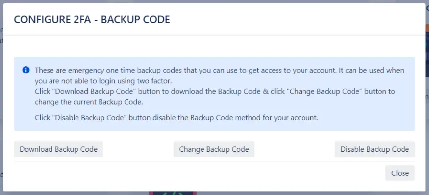 Backup codes