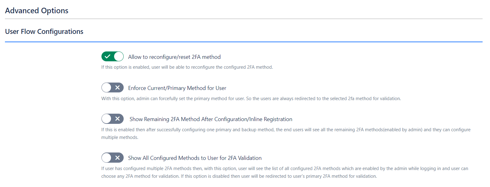 User Flow Configuration