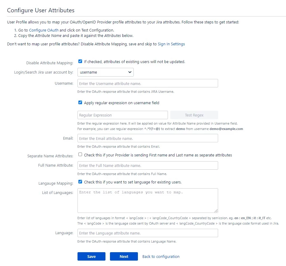 OAuth / OpenID Single Sign On (SSO) into Jira, auth0 single sign on, saml and oauth, atlassian single sign on, Configure User Profile