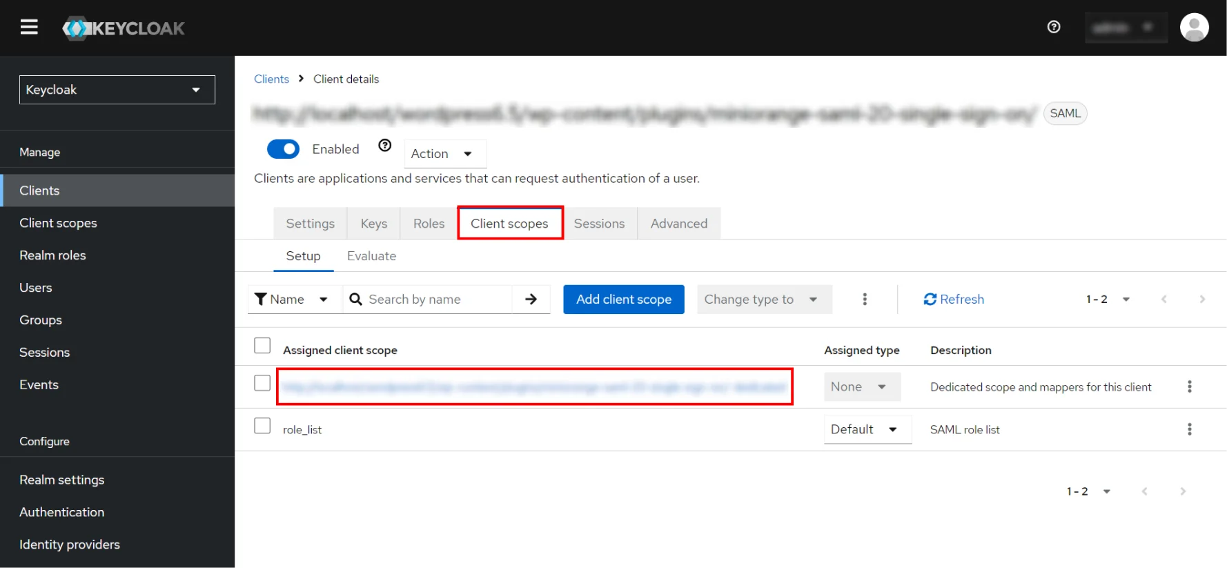 Keycloak  SSO | Client scopes