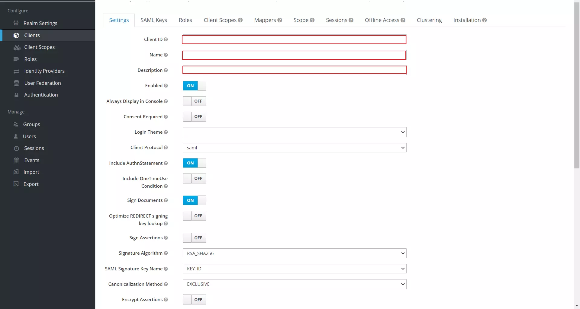  Keycloak Single Sign-On | Settings 