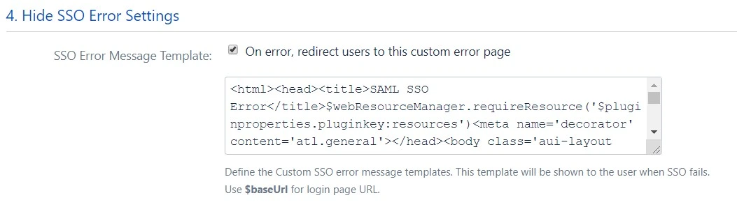 saml sso plugin jira, single sign on for jira, single sign on sso for jira saml, Custom error settings