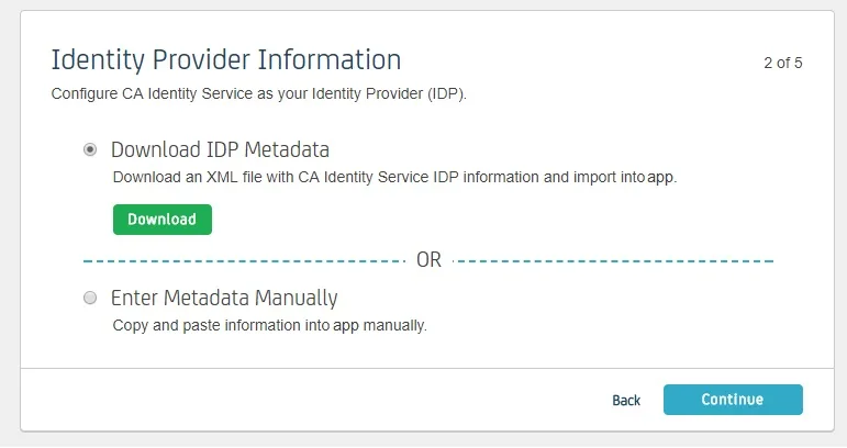 Single Sign on Using CA Identity,CA Identity SSO Login, Download IDP Metadata