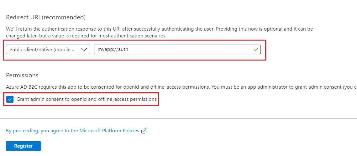  SAML Single Sign-On (SSO) using Azure AD B2C as Identity Provider (IdP),for SAML 2.0 Azure AD B2C, Register