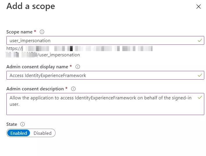 SAML Single Sign-On (SSO) using Azure AD B2C as Identity Provider (IdP),for SAML 2.0 Azure AD B2C, custom scopes