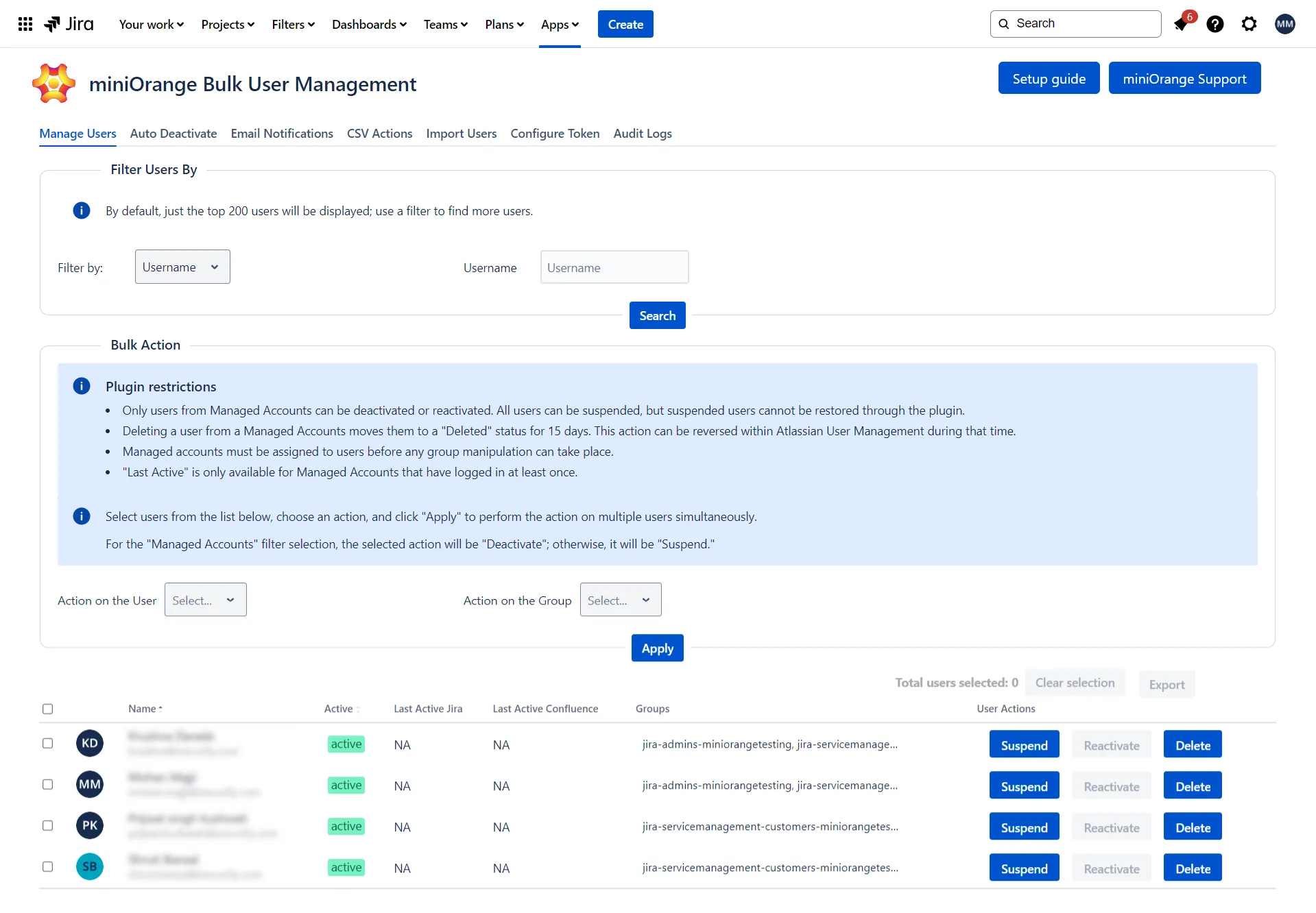 Bulk User Management | Plugin Interface