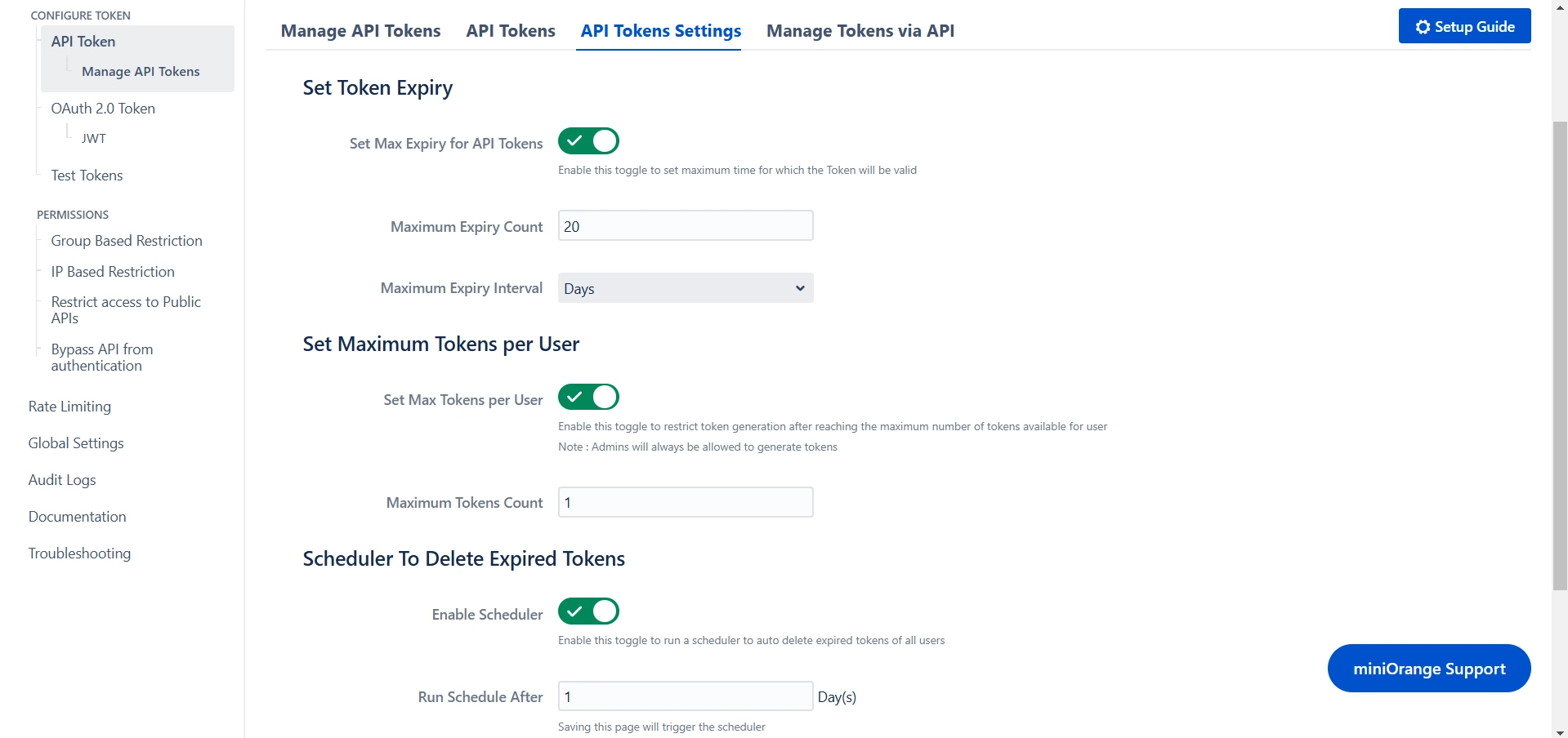 miniOrange REST API Key Settings