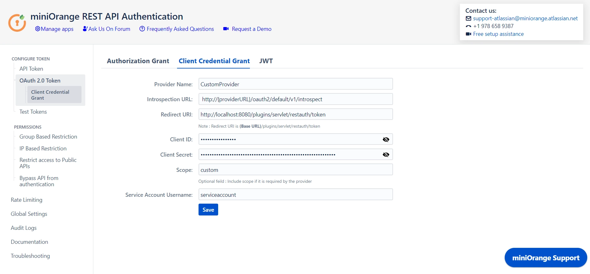 miniOrange REST API OAuth Configuration