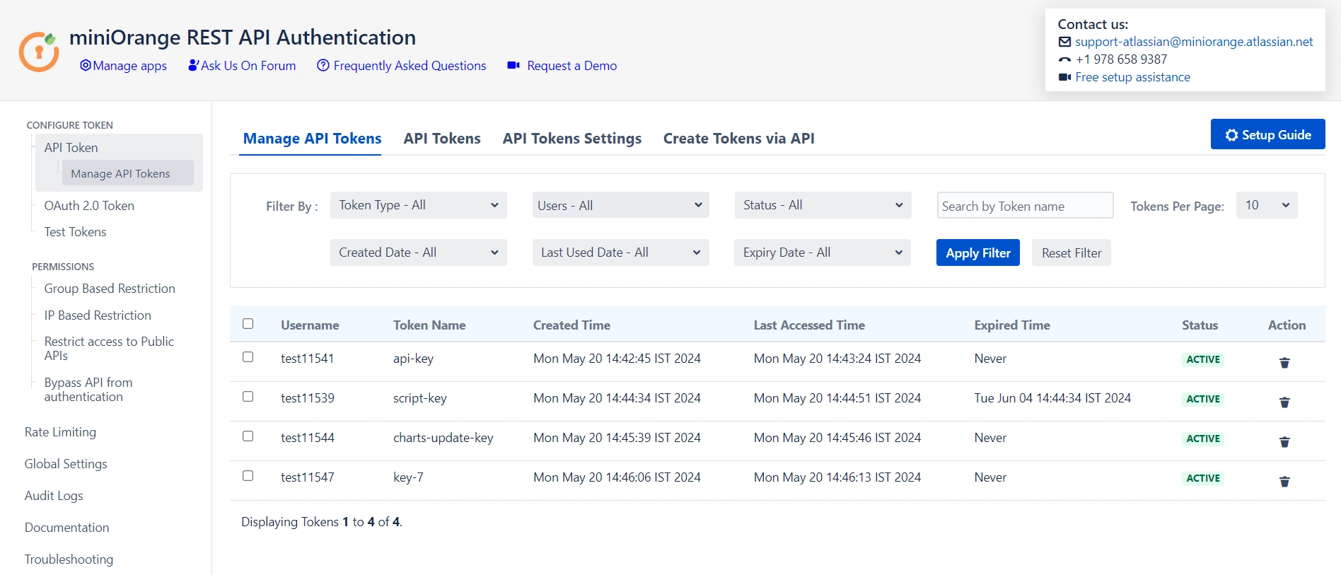 miniOrange REST API Create Keys