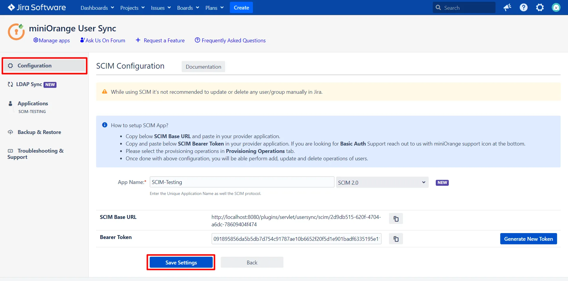 SCIM User Provisioning for miniOrange | 