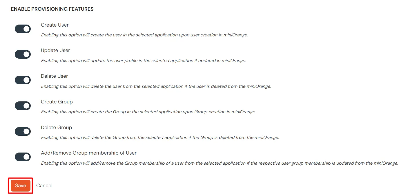 SCIM User Provisioning for miniOrange | 