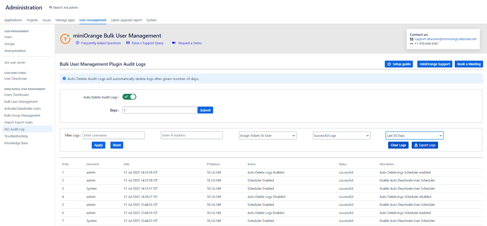 Audit Log Tab