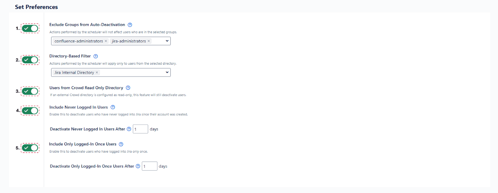 Setup Bulk User Management fo Jira, activate-deactivate-users-deactivate-tab-set-preferences