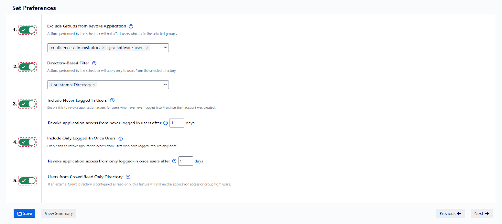 Setup Bulk User Management fo Jira, activate-deactivate-users-revoke-access-tab-set-preferences