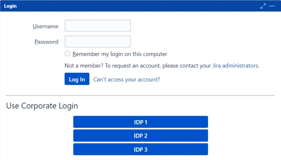 the SSO screen for Confluence once you configure SSO through an IDP