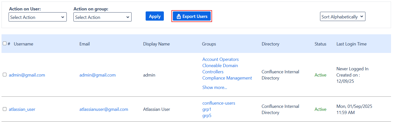 Automated User Management Export Users
