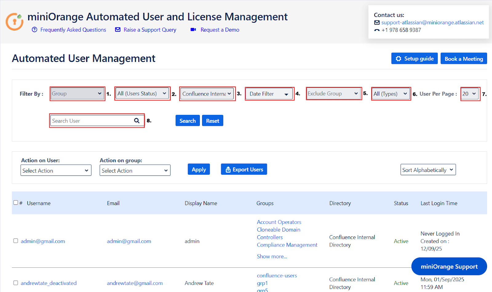 Automated User Management Home Screen