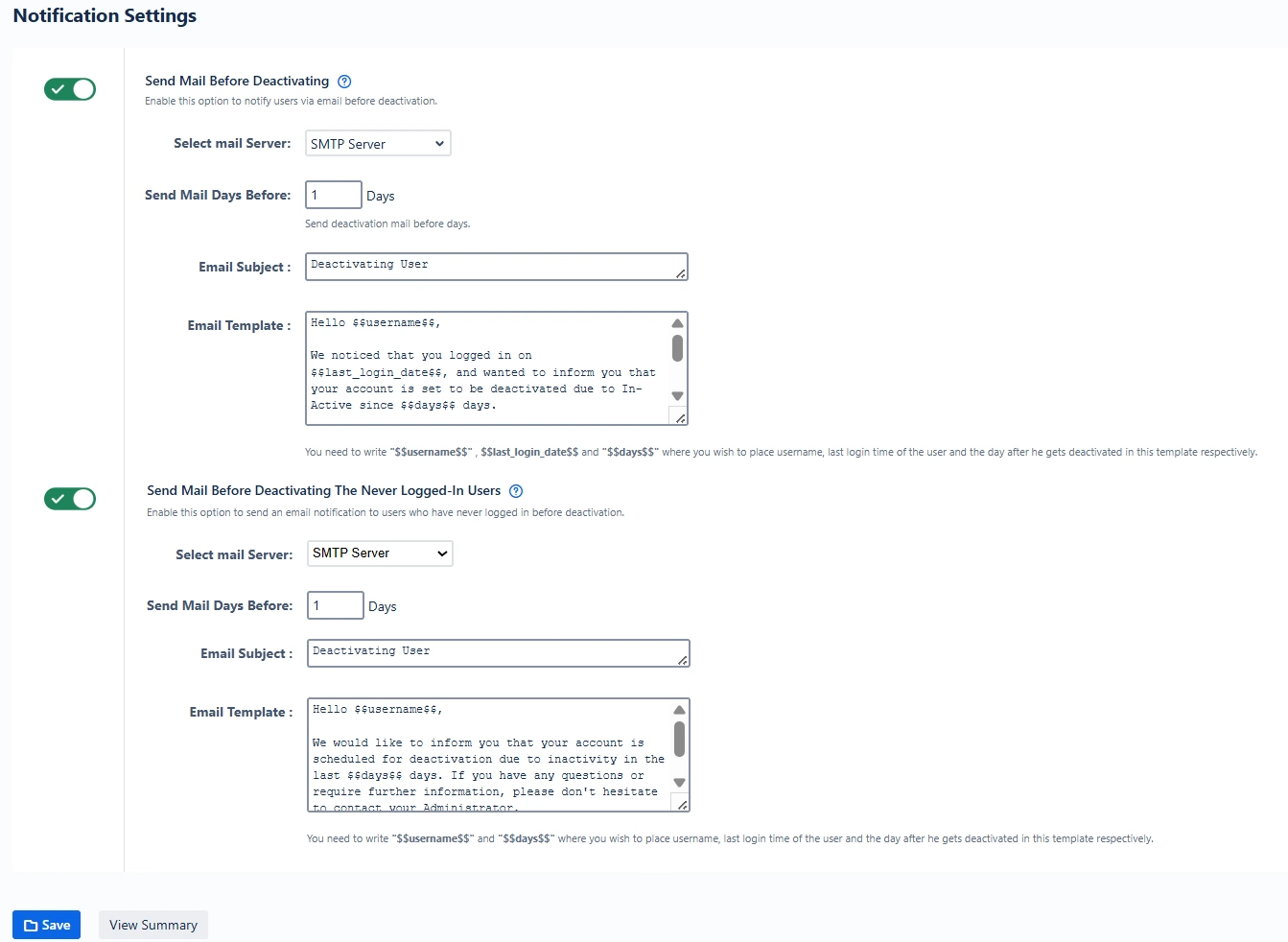 Email Notifications Before Deactivation