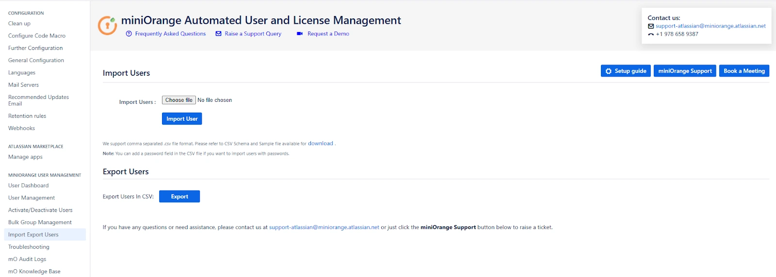 Import Export Users Tab AUM