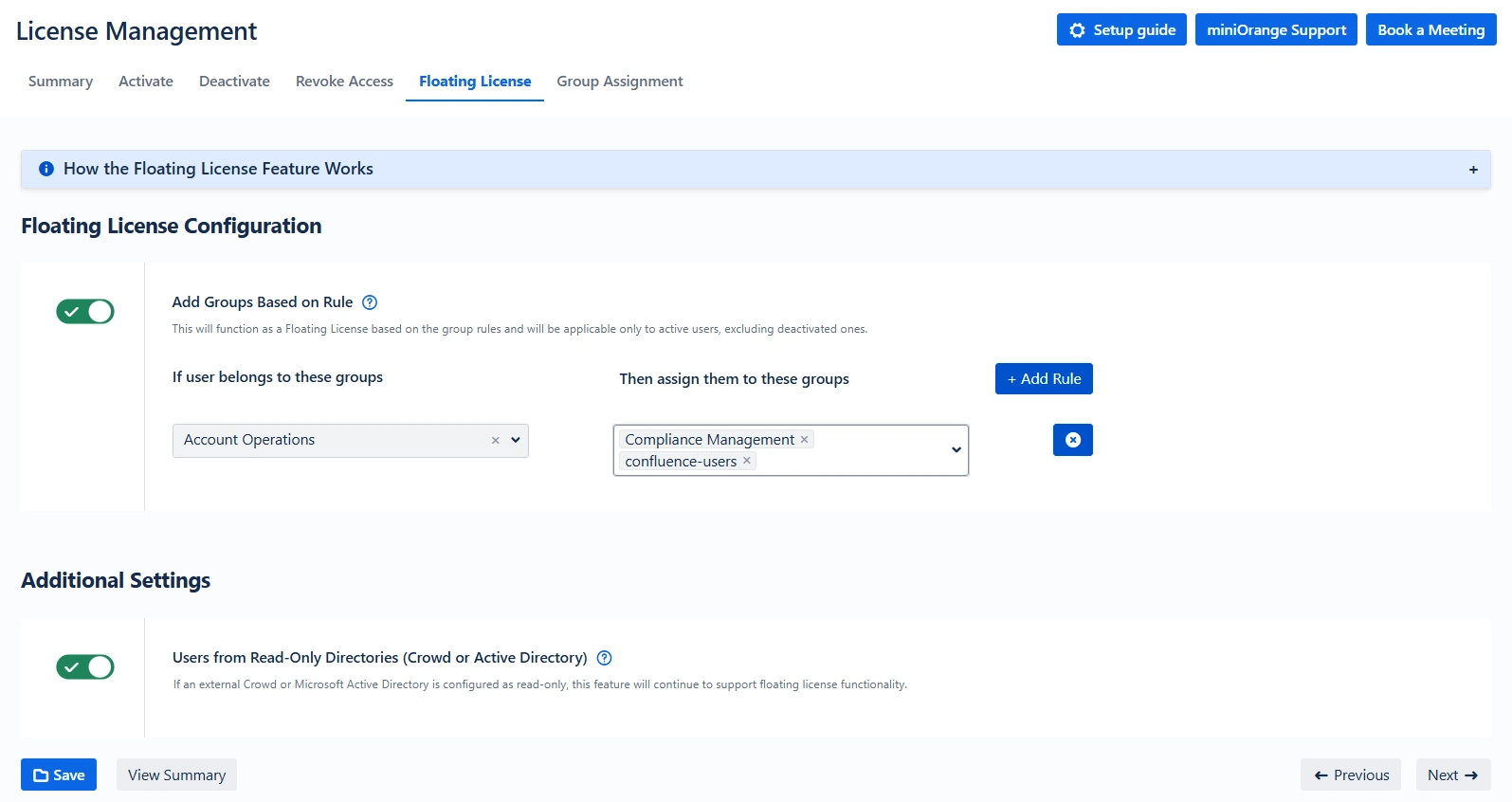 Floating License Tab AUM