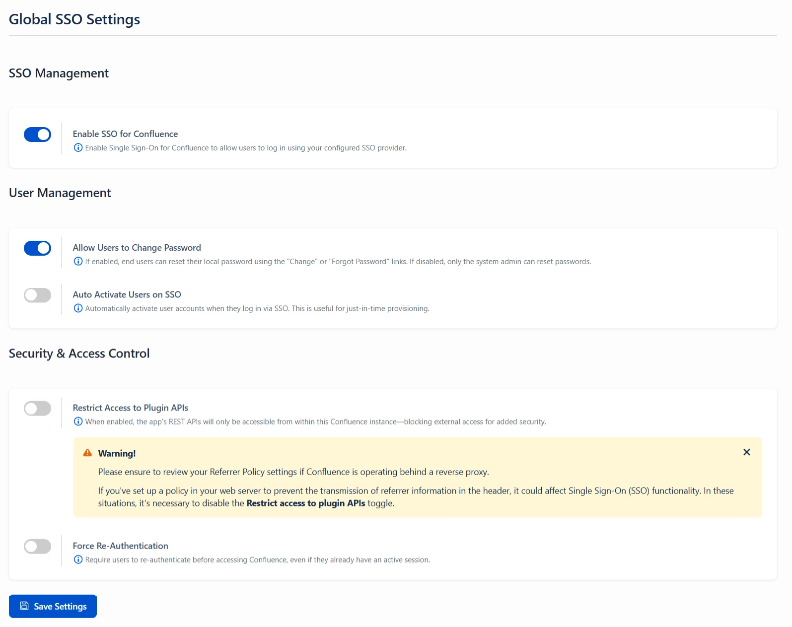 Atlassian Data Center Single Sign-On (SSO) for OAuth Select Provider Global SSO Settings