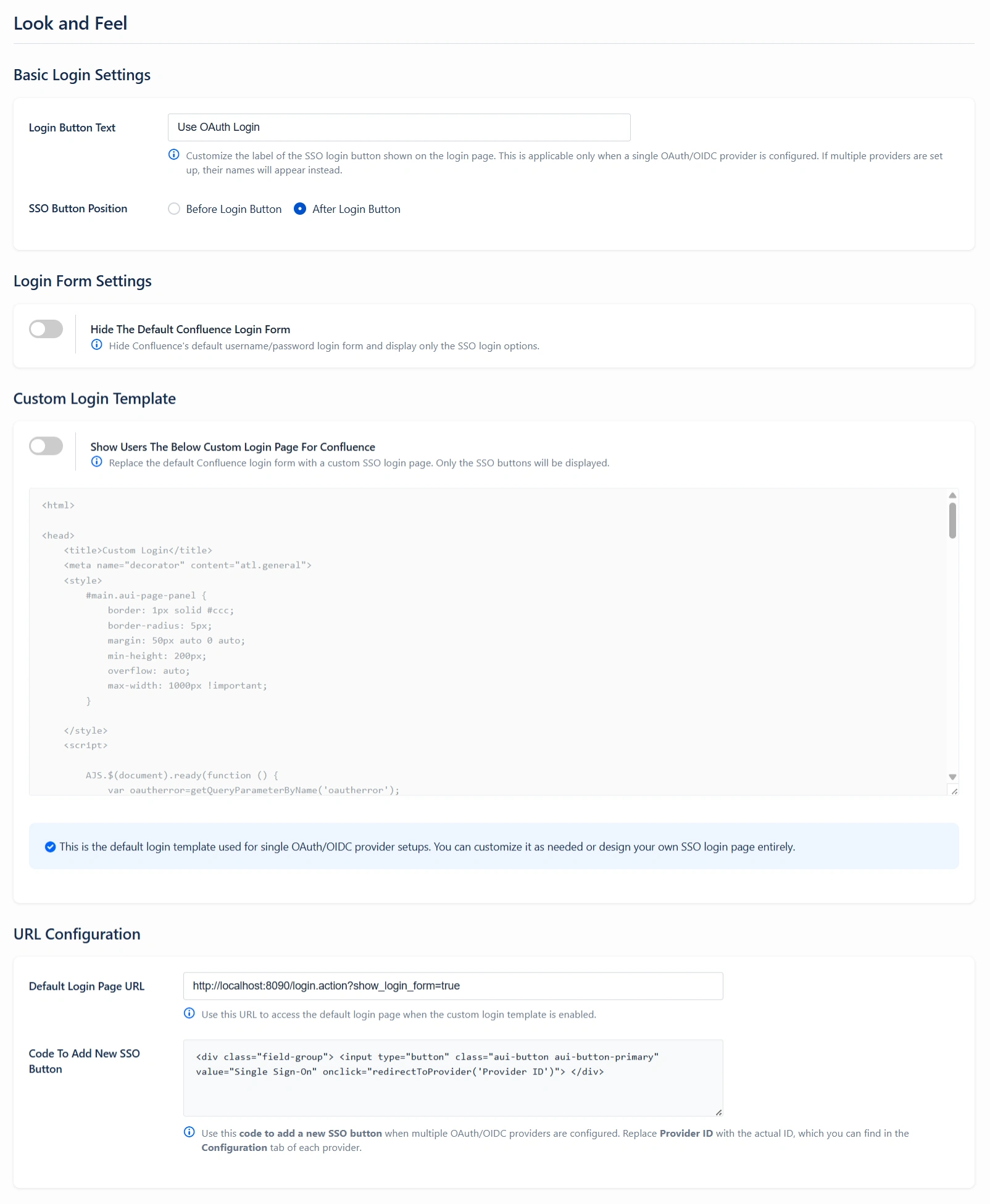 Atlassian Data Center Single Sign-On (SSO) for OAuth Select Provider Look and Feel