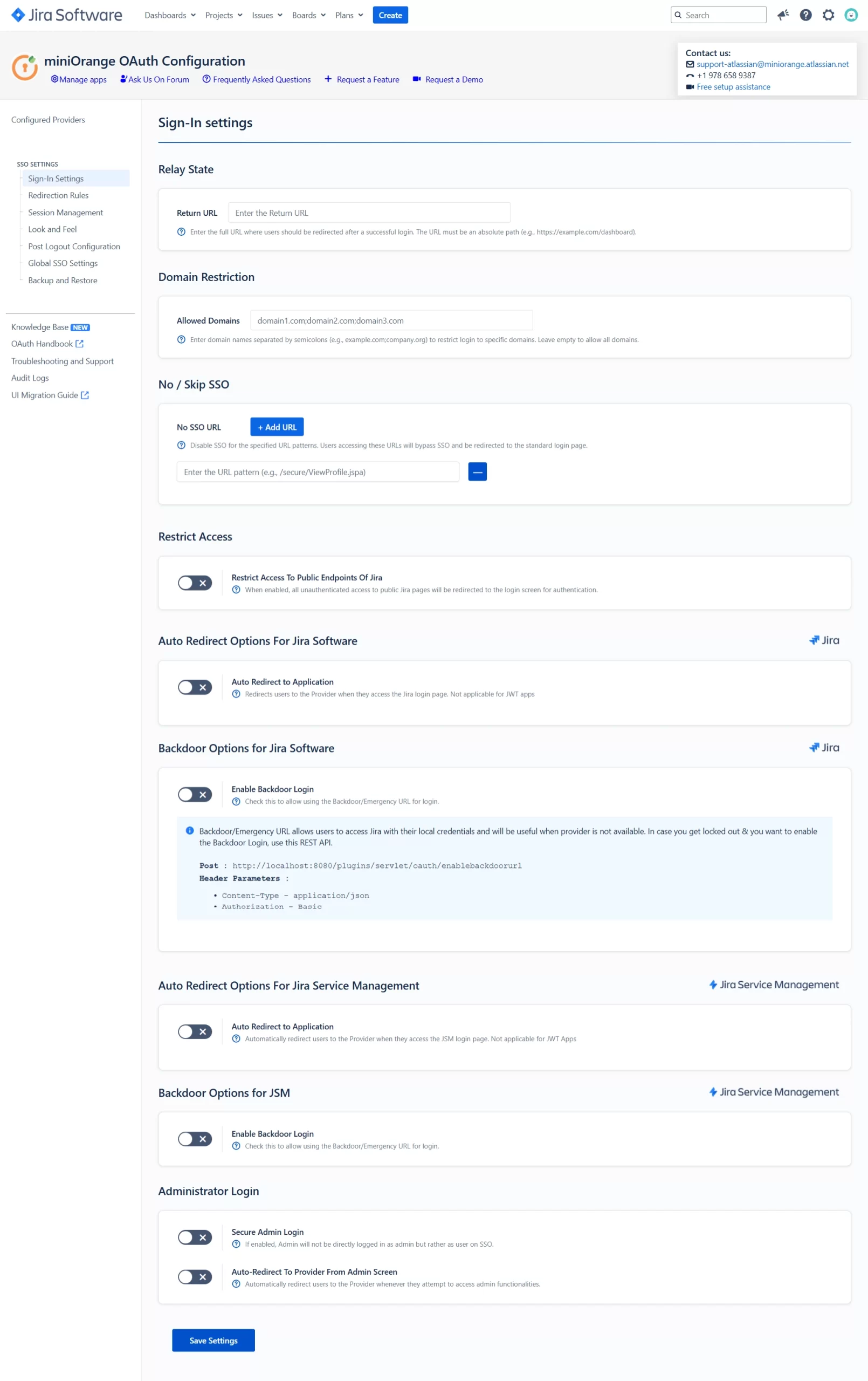 oauth authentication, single sign on login, OAuth / OpenID Single Sign On (SSO) into Jira , provision for configuring sign-in settings in the plugin