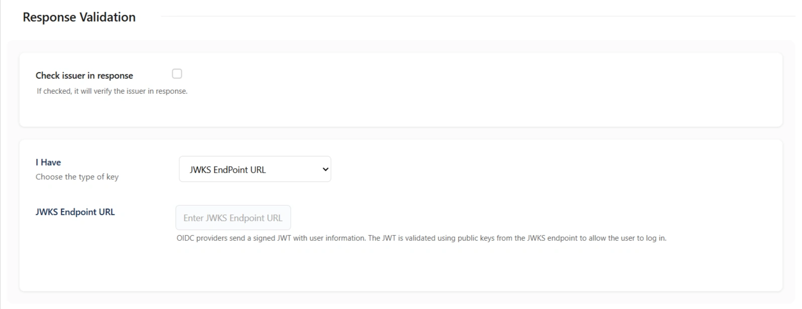 OAuth/OIDC Configuration screen